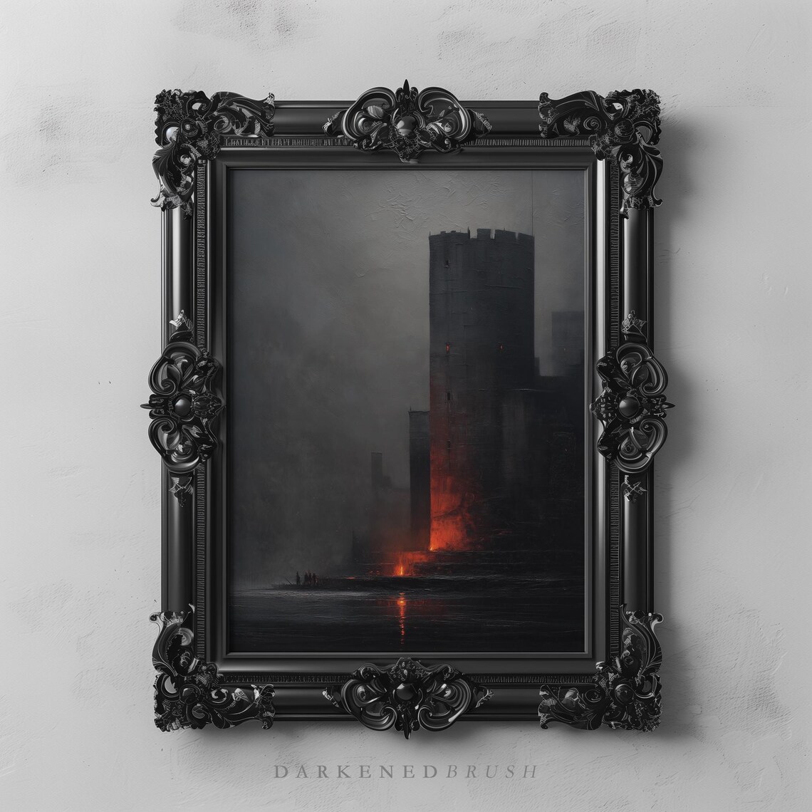 Gothic Dark Medieval Castle Fortress Fantasy Oil Painting Print