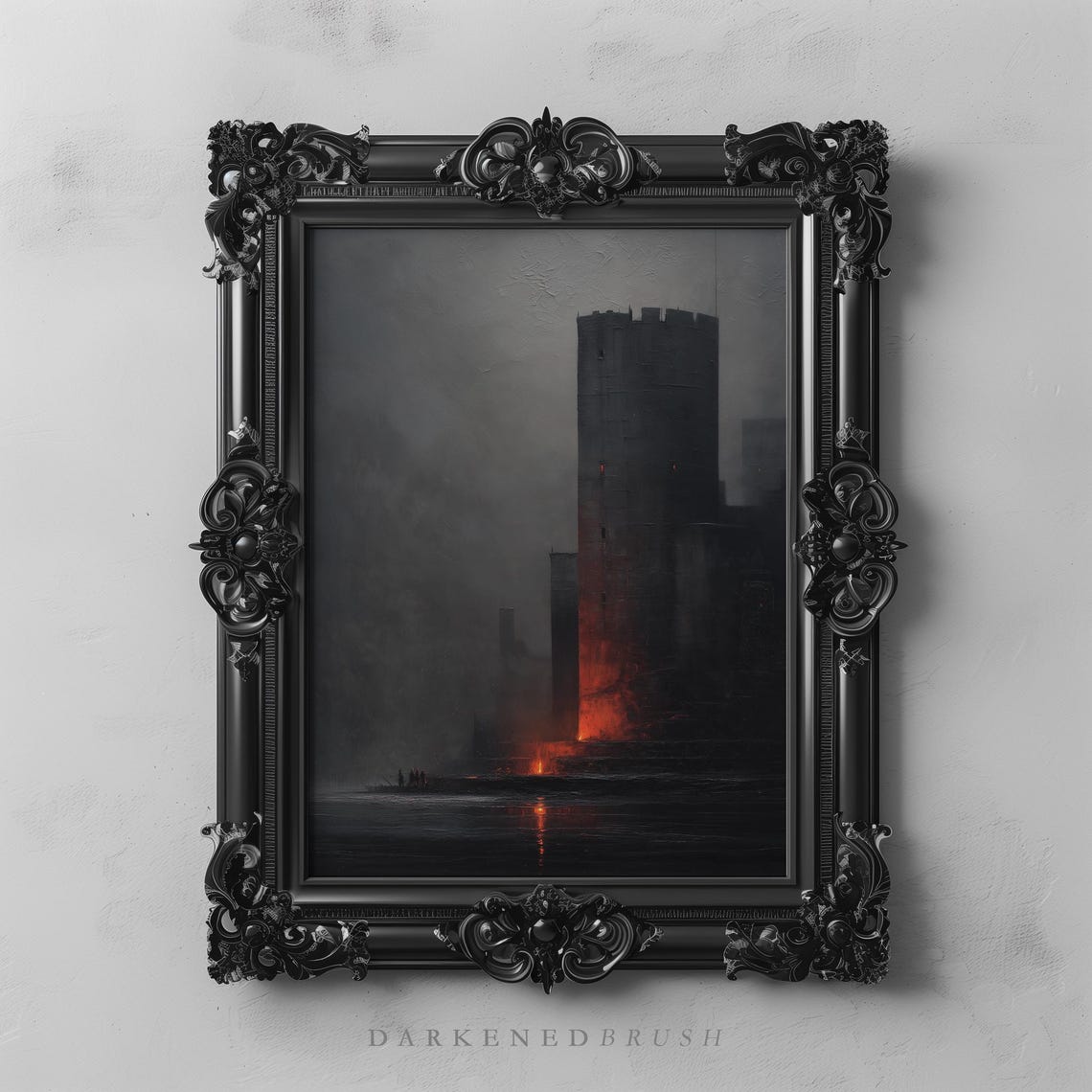 Gothic Minimalist Medieval Castle Art Fortress Dark Fantasy Wall Moody Abstract Academia Decor