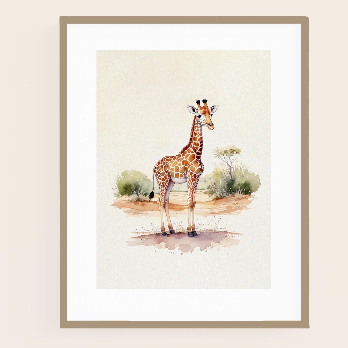 Sweet Baby Giraffe Watercolor Safari Nursery Decorative Wall Art - Image 2