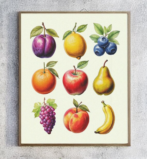 Kitchen Wall Art Kitchen Art Print Fruit Wall Art Fruit Art Print Colorful Food Art Fruit Composition Food Art Print 022