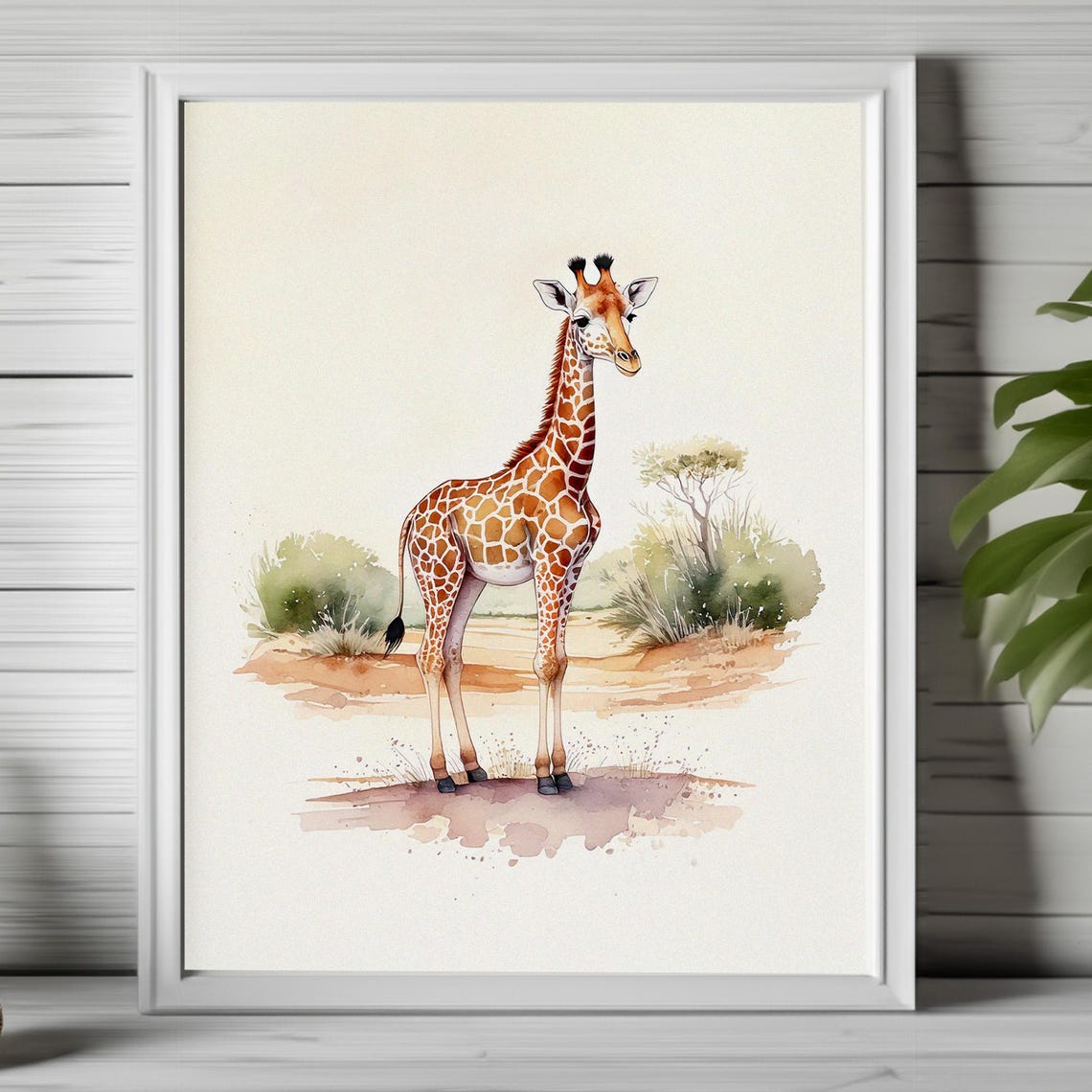 Sweet Baby Giraffe Watercolor Safari Nursery Decorative Wall Art