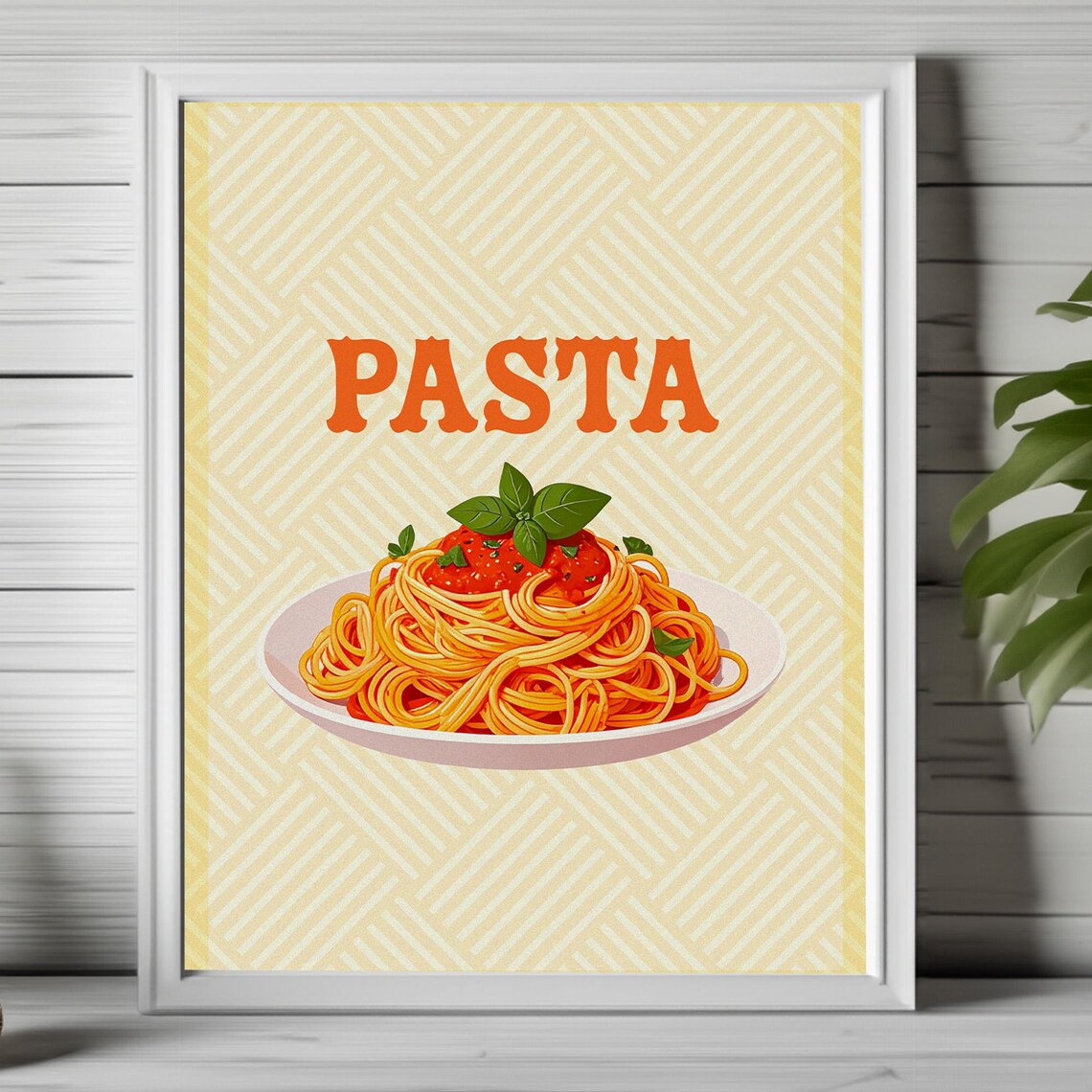 Retro PASTA Spaghetti Dish Vintage Italian Foodie Kitchen Poster