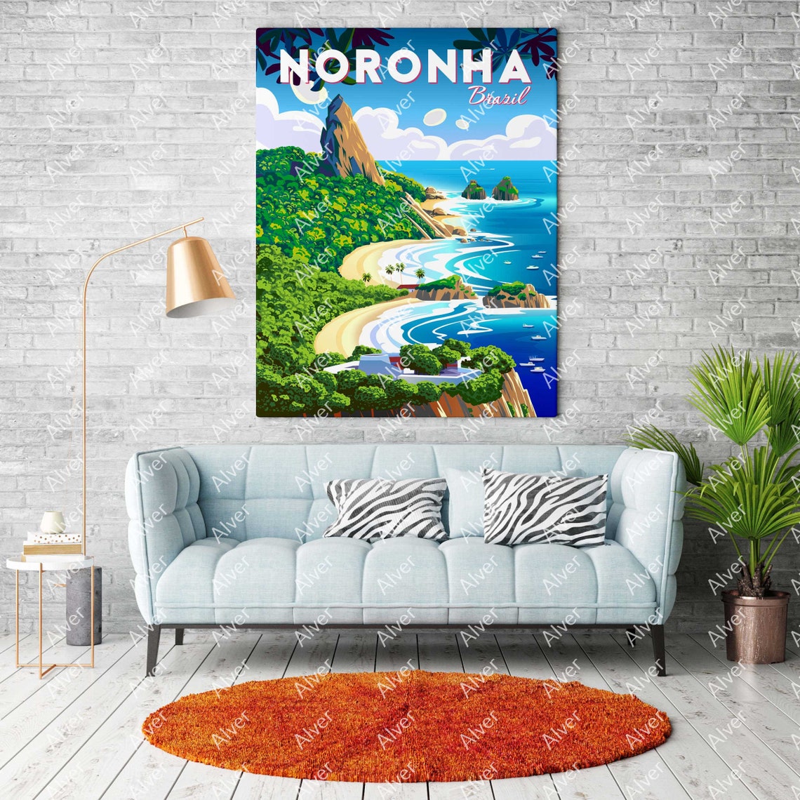 Noronha Brasil Volcanic Peak Beach Bays Tropical Travel Poster - Image 2