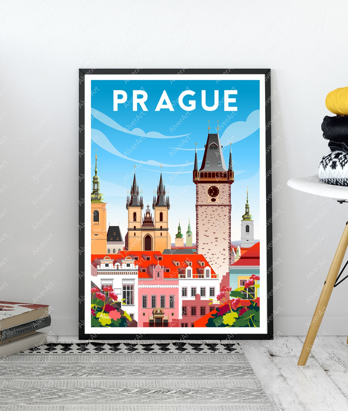 Prague Czech Republic Old Town Church Spires Red Rooftops Poster - Image 3