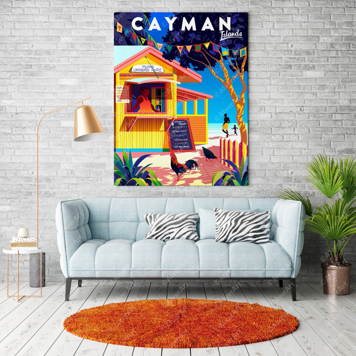 Cayman Islands Beach Shack Bar Caribbean Humor Vintage Travel Poster - Image 2