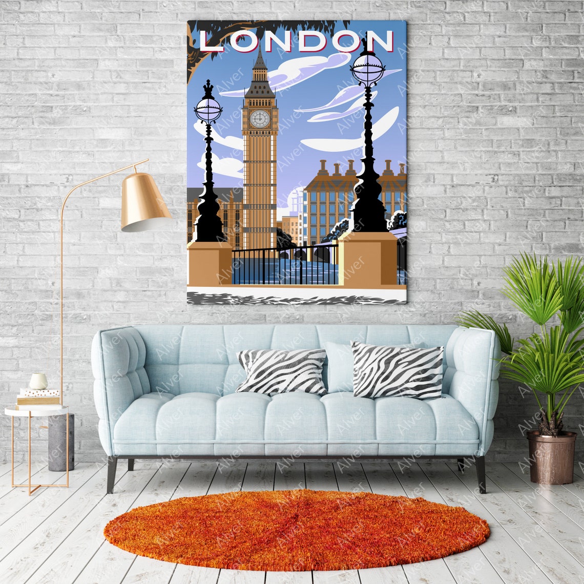 London Big Ben Westminster Bridge Classic Retro Travel Poster - Image 2