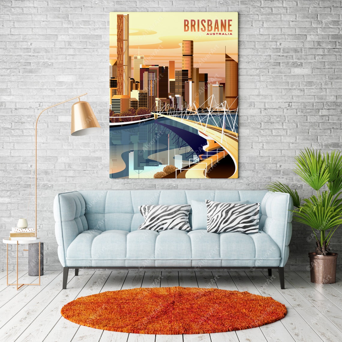 Brisbane Australia City Skyline Sunset Story Bridge River Poster - Image 2