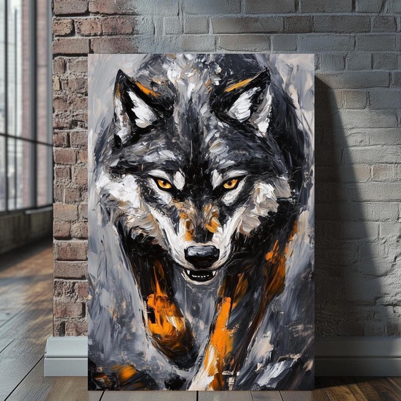 Wolf Canvas Wall Art Abstract Animal Painting Alpha Predator Decor Modern Wildlife Artwork Bold Lone Poster Luxury