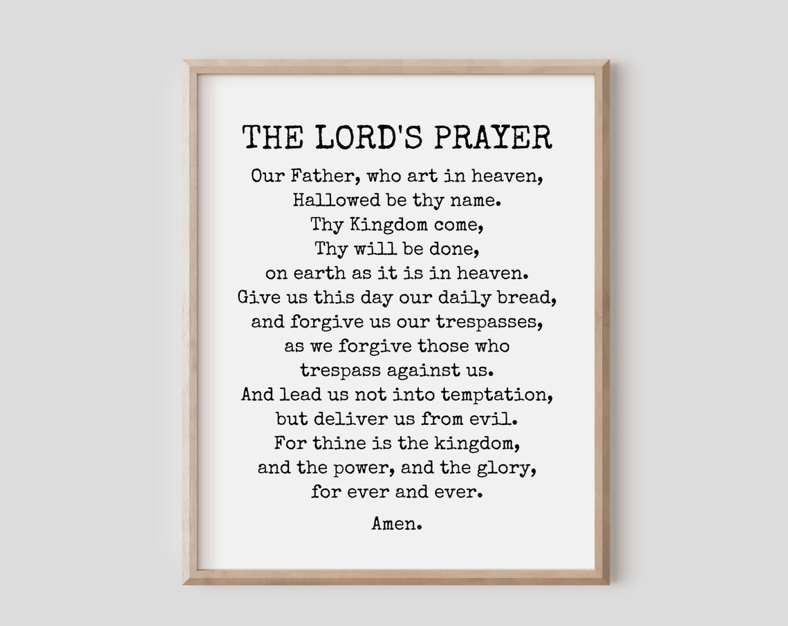 The Lords Prayer Traditional Text Typewriter Minimalist Poster