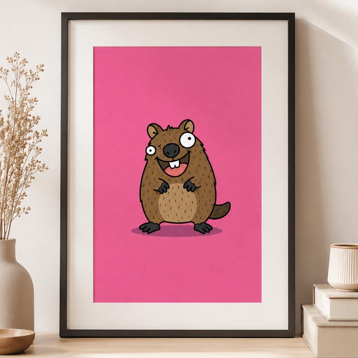 Zero Thoughts All Smiles Quokka Poster Digital Art Print Funny And Quirky Artwork