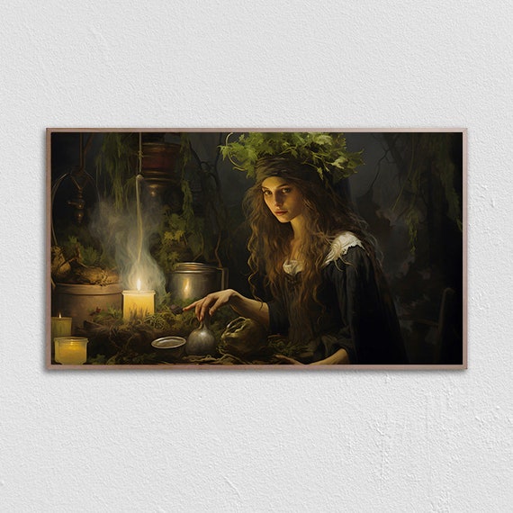Vintage Wiccan Tv Art Moody Woman Painting Frame Tv Art Moody Portrait Frame Tv Art Gothic Art For Tv Art For Frame Tv Frame