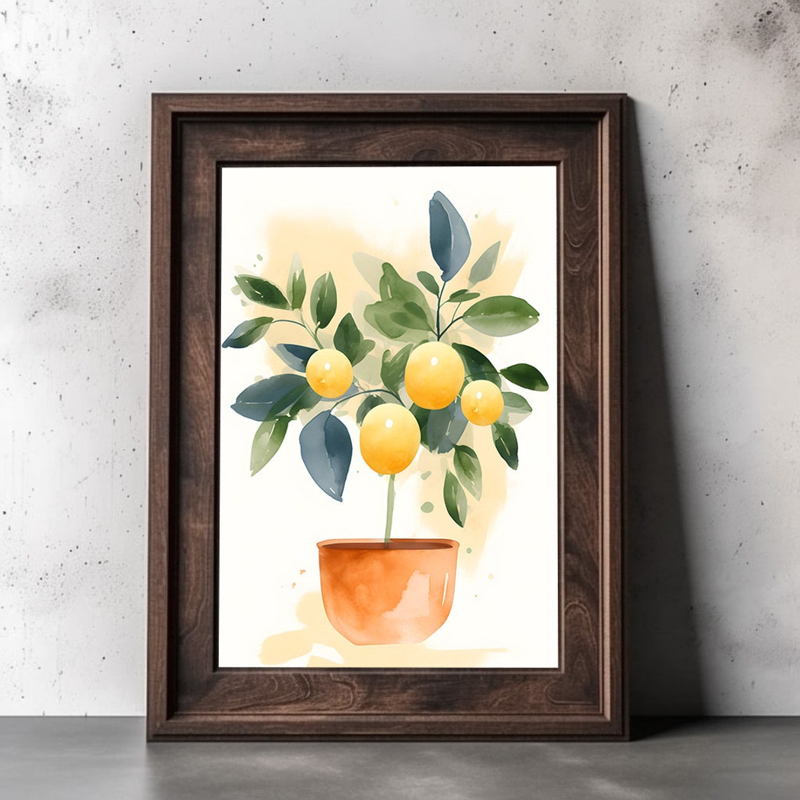 Potted Lemon Tree Watercolor Terracotta Pot Citrus Art Poster - Image 2