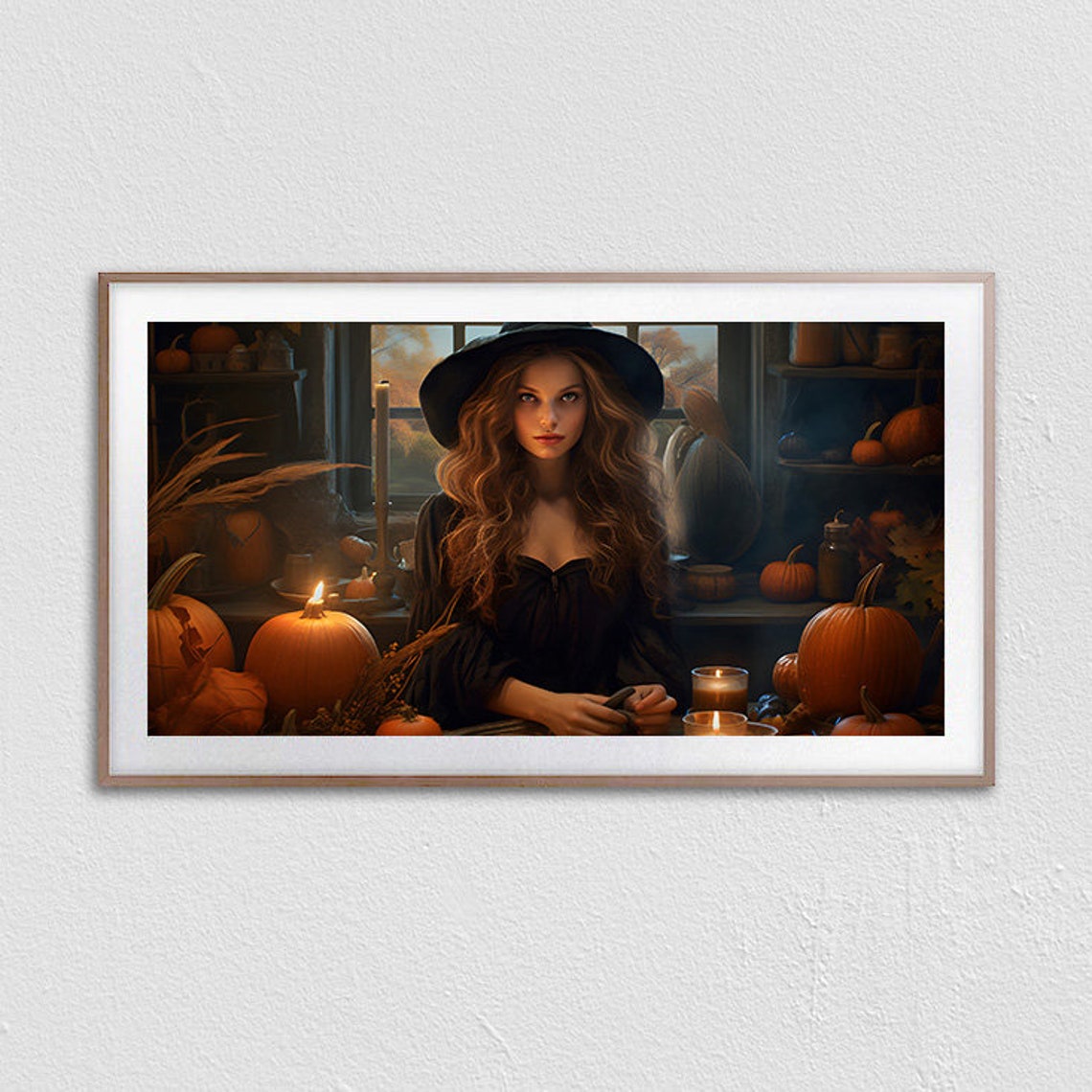Witch Woman Pumpkin Kitchen Candlelight Halloween Kitchen Wall Art - Image 2