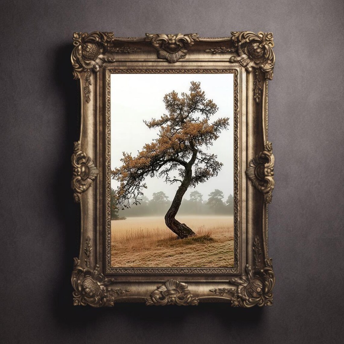 Fall Tree Art Print, Moody Autumn Landscape - Image 3