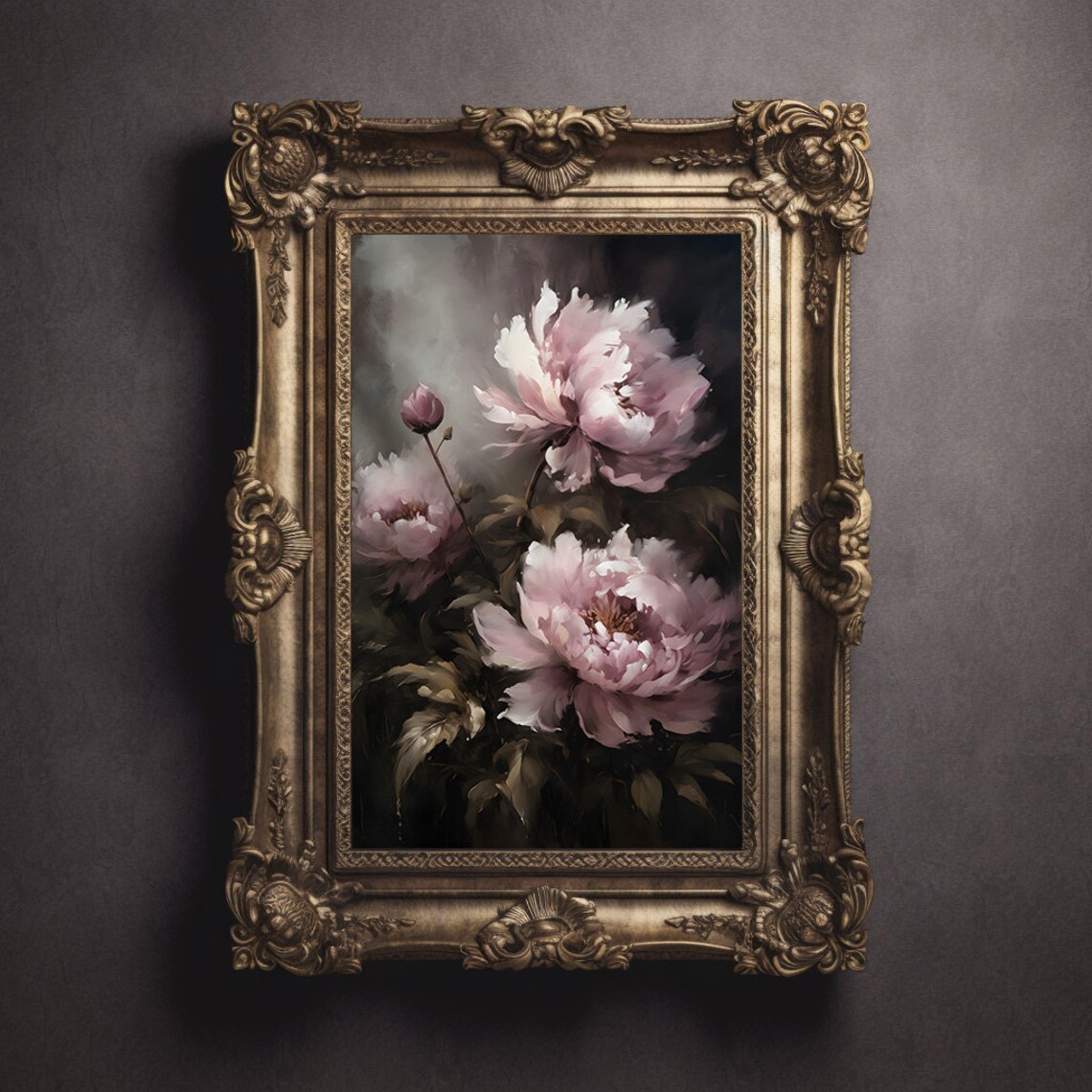 Moody Pastel Mauve Flowers Vintage Botanical Art Print - Image 2