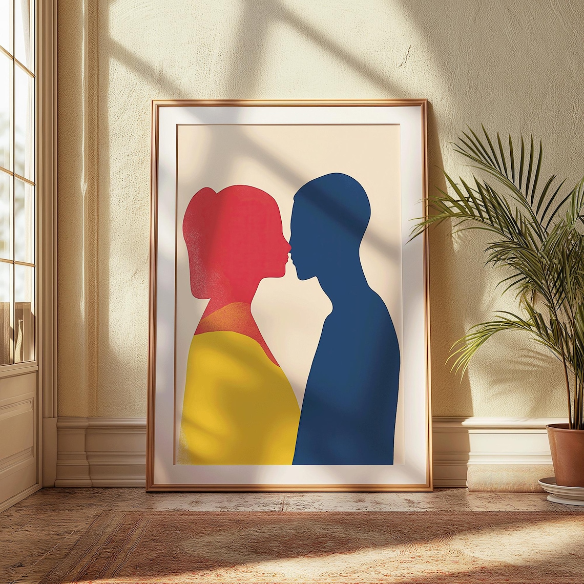 Abstract Couple Silhouette, Bold Love Minimalist Poster