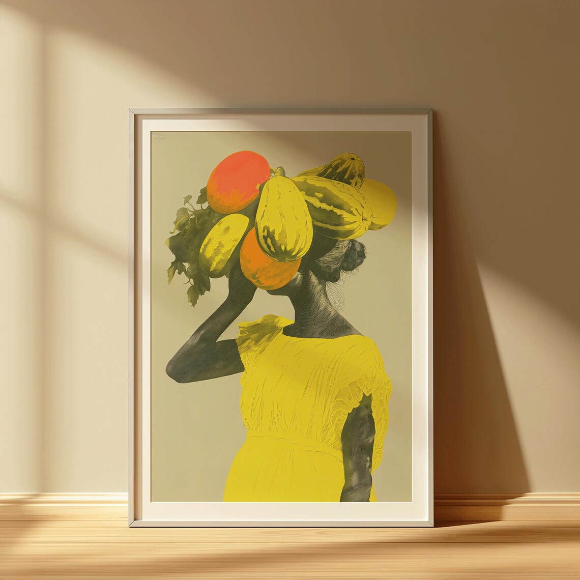 Tropical Fruit Print, Vintage Collage Art