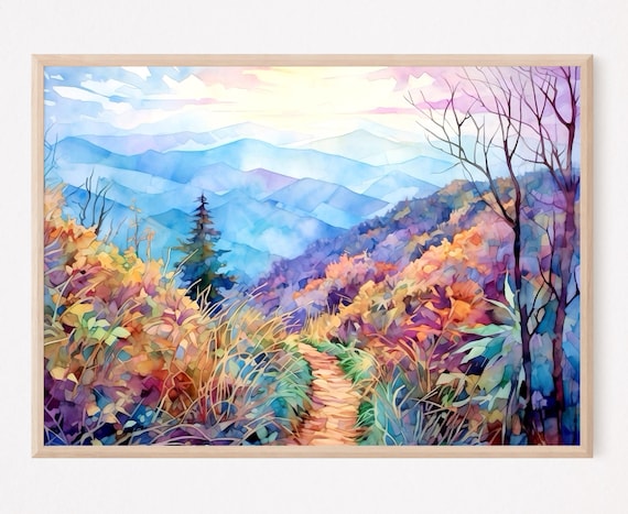 Appalachian Blue Ridge Mountains Golden Autumn Hiking Trail Wall Art