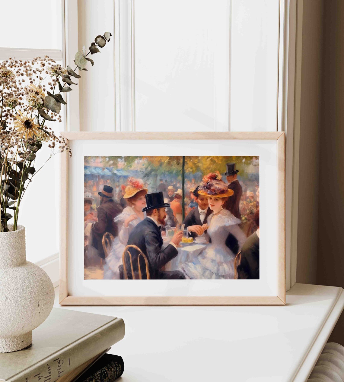 Parisian Belle Epoque Cafe Scene Couples Dining Impressionist Poster - Image 3
