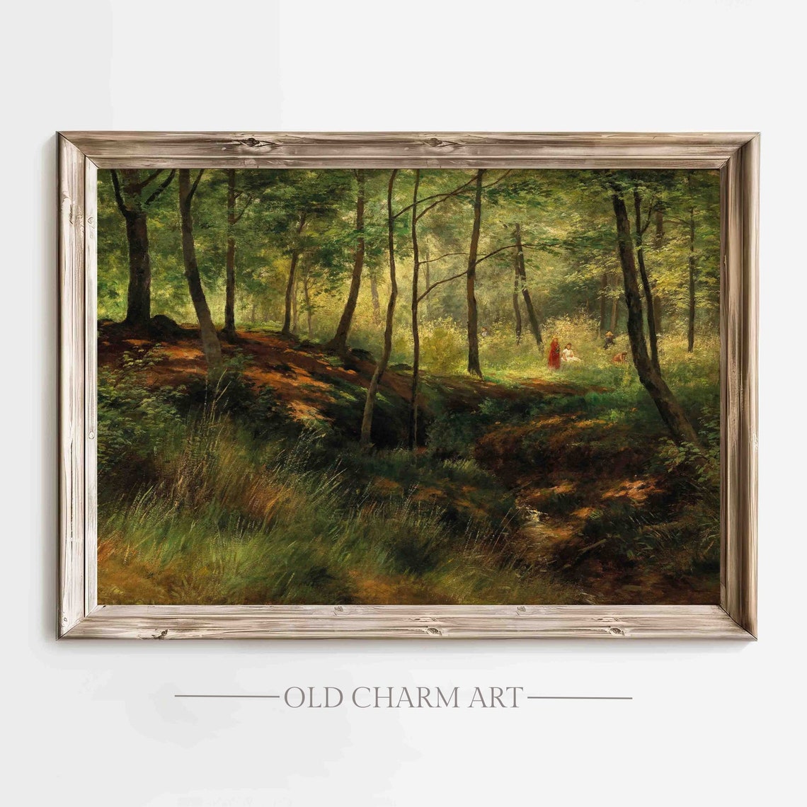 Sun Dappled Forest Interior With Tall Trees And Golden Light Poster