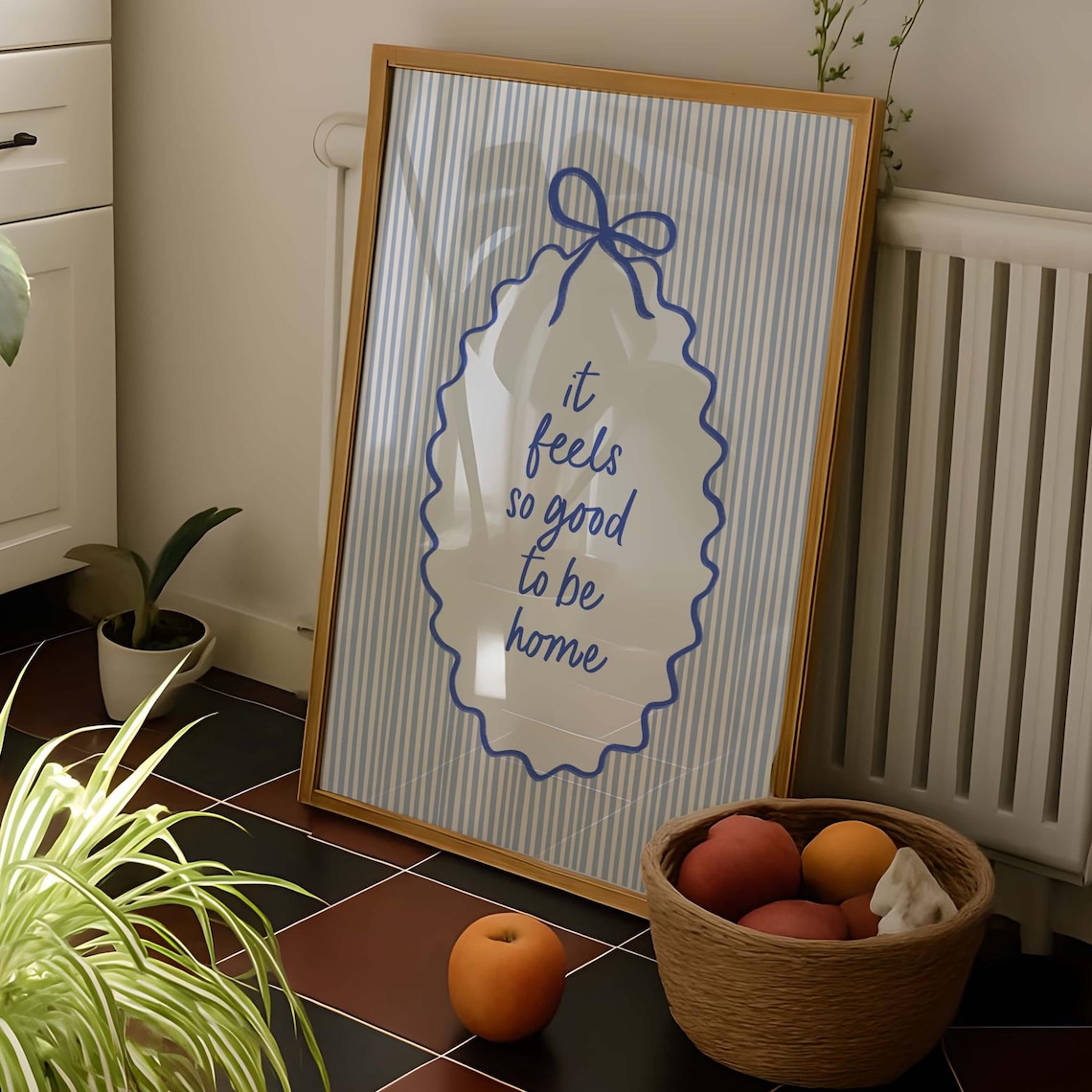 It Feels So Good To Be Home Blue Living Room Poster