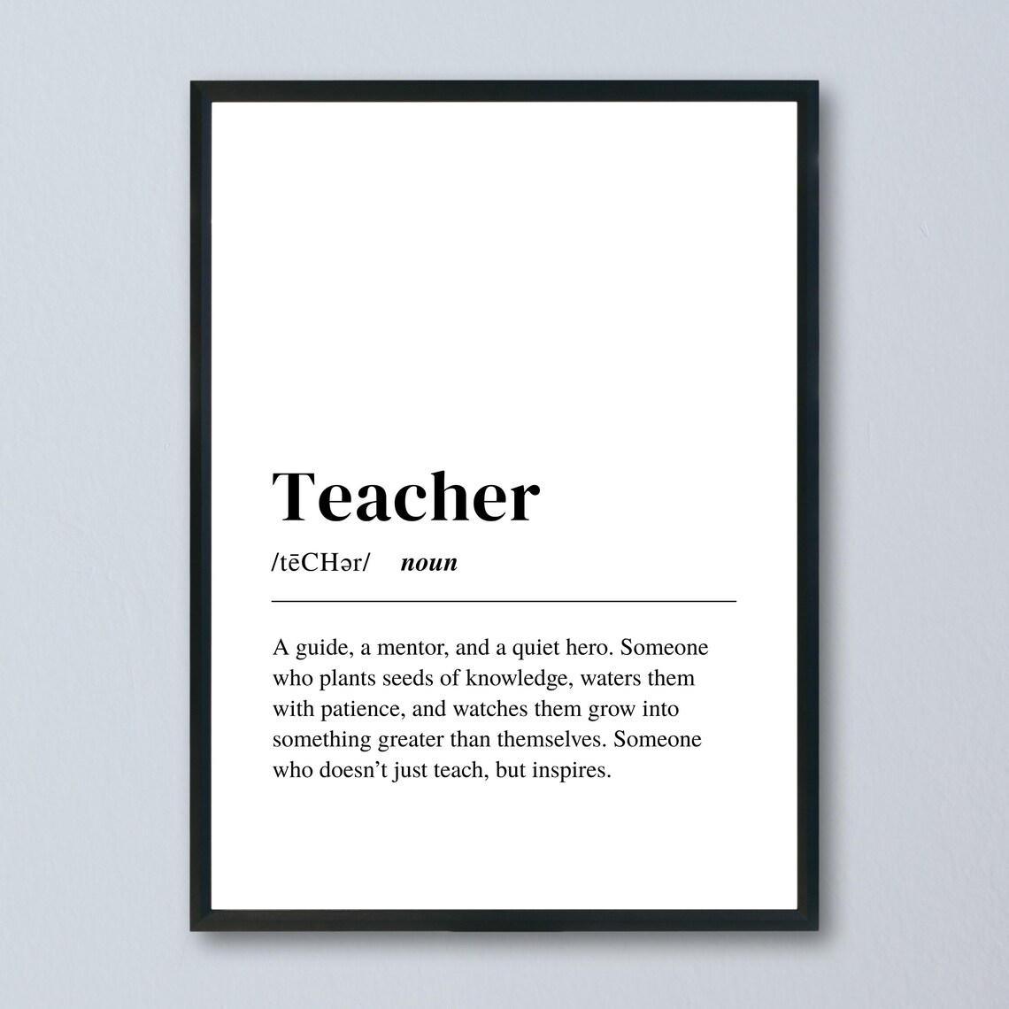 Teacher Definition Quote, Minimalist Typography