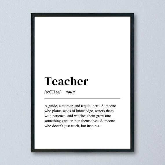 Teacher Definition Quote, Minimalist Typography