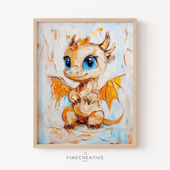 Baby Dragon Print Nursery Painting Wall Art Nursery Decor Baby Animal Art Instant Kids Room Decor B33