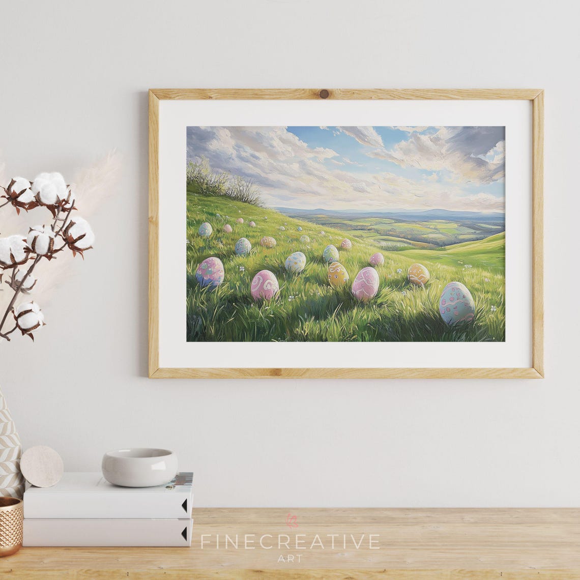 Easter Eggs Scattered On Rolling Green Spring Hillside Print - Image 2