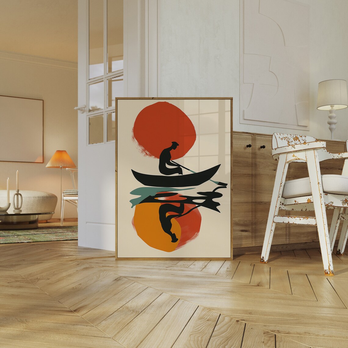 Matisse-Inspired Abstract Print, Mid-Century Boho