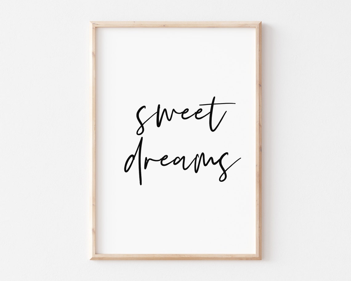 Sweet Dreams Hand Lettered Script Quote Calm Bedroom Decor Poster - Image 3