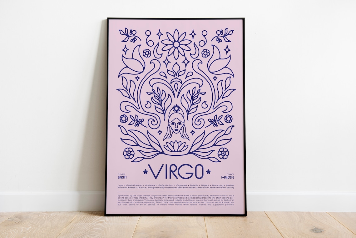 Virgo Horoscope Poster, Minimalist Zodiac Art Print