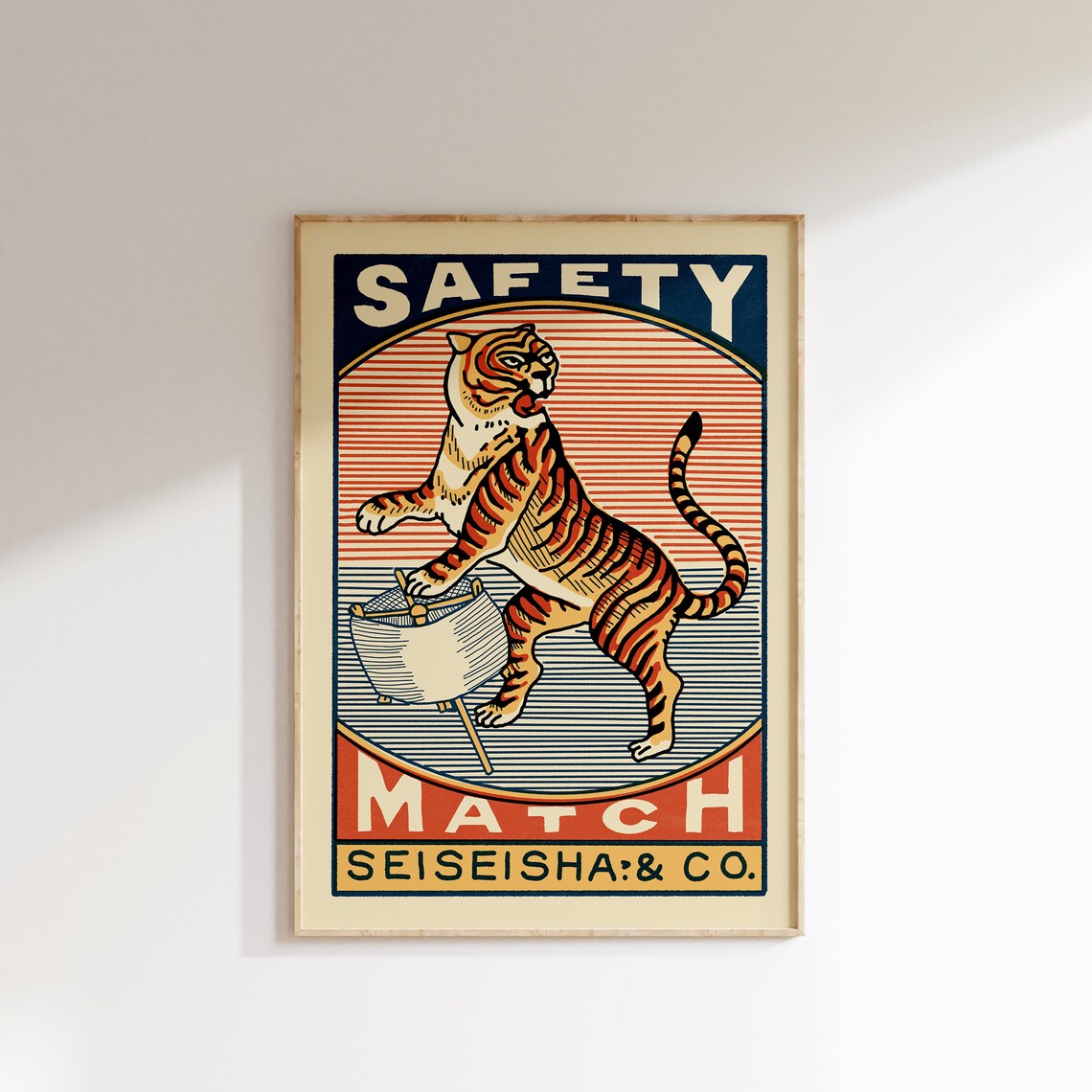 Retro Indian Matchbox Tiger Vintage Art Print