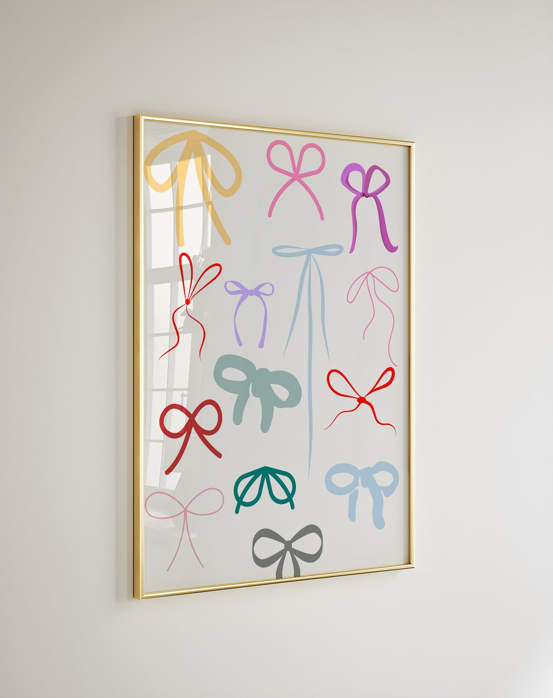 Colorful Minimalist Bow Doodles Rainbow Line Art Pattern Poster