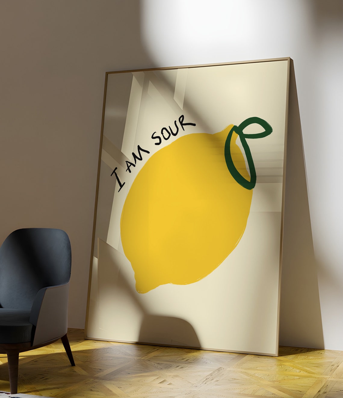 I Am Sour Yellow Lemon Minimalist Fruit Quote Kitchen Poster - Image 3