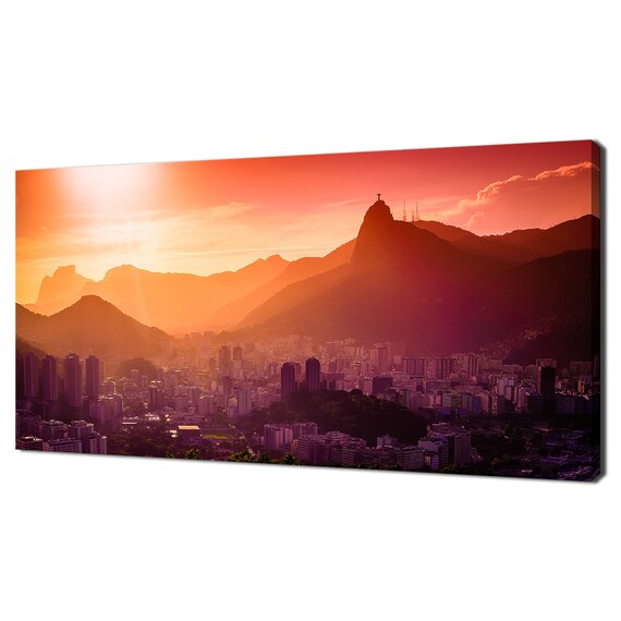 Rio De Janeiro Christ The Redeemer Sunset Skyline Silhouette Brazil Poster