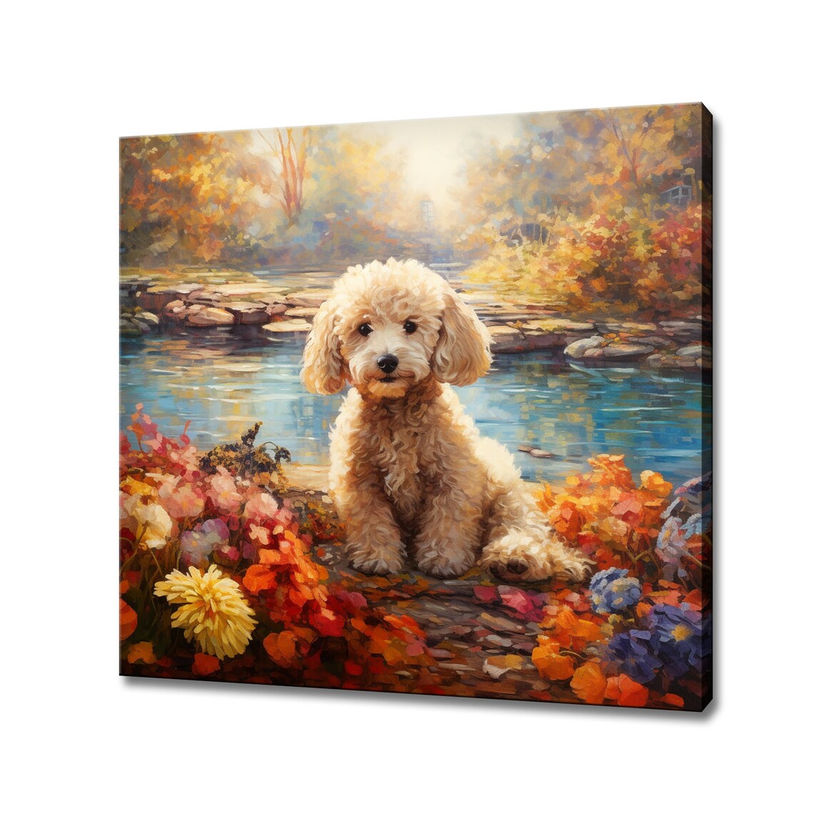 Cute Brown Poodle Dog Puppy Print Gift For Poodle Dog Lover Colourful Dog Portrait Painting Print Dog Pet Wall Art Decor
