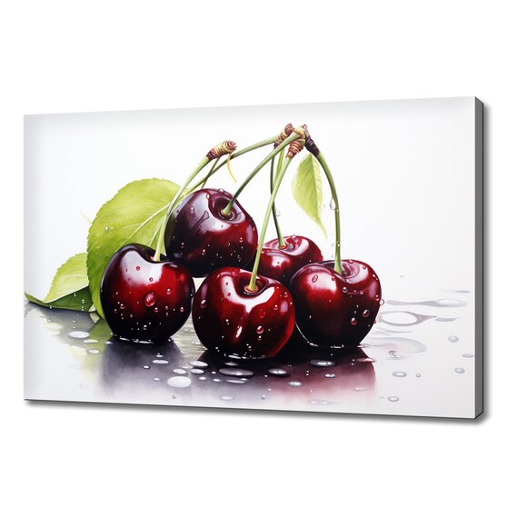 Black Cherry Fruits Watercolour Painting Print Colourful Kitchen Wall Art Fruit Print Modern Kitchen Restaurant Wall Decor