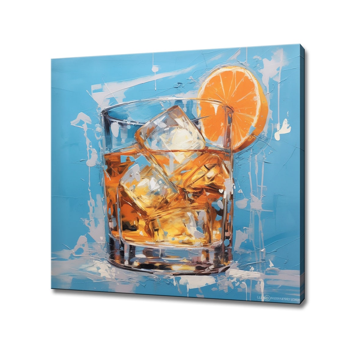 Whiskey Sour Cocktail Orange Slice Ice Pop Art Bar Wall Poster
