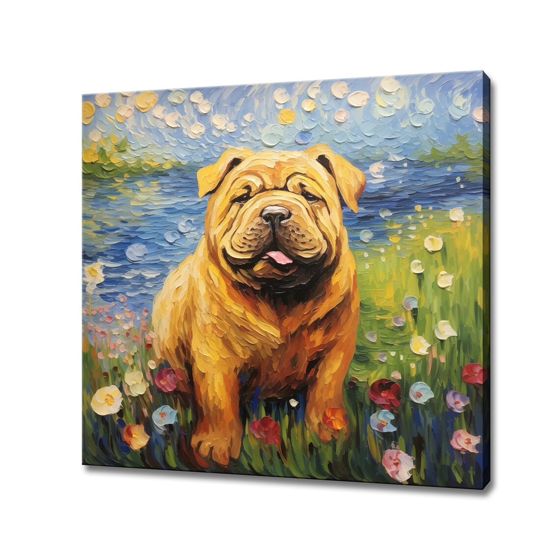Cute Shar Pei Dog Animal Print Gift For Shar Pei Dog Lover Colourful Dog Portrait Painting Print Dog Pet Wall Art