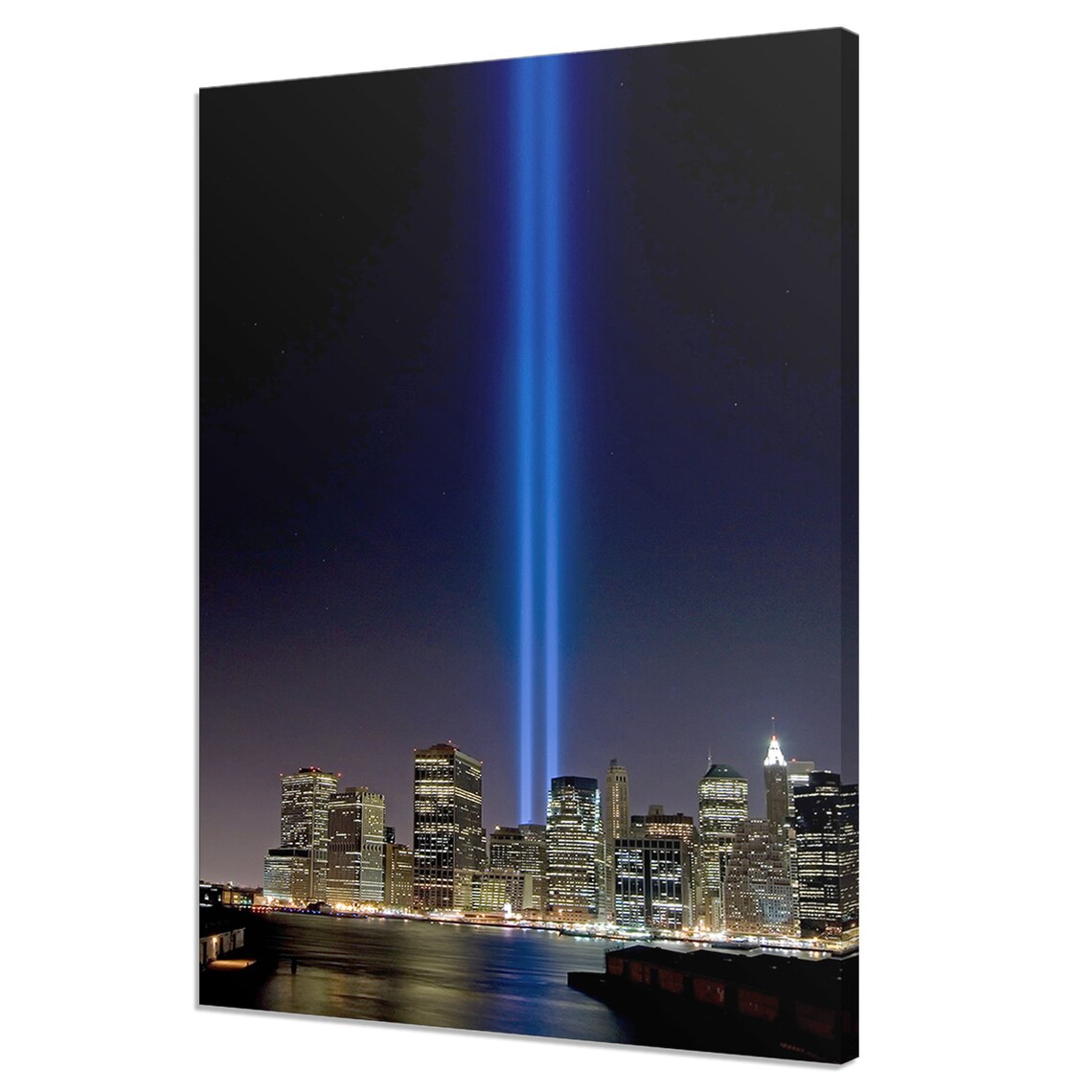 New York Manhattan Tribute in Light Twin Beams Night Skyline Poster