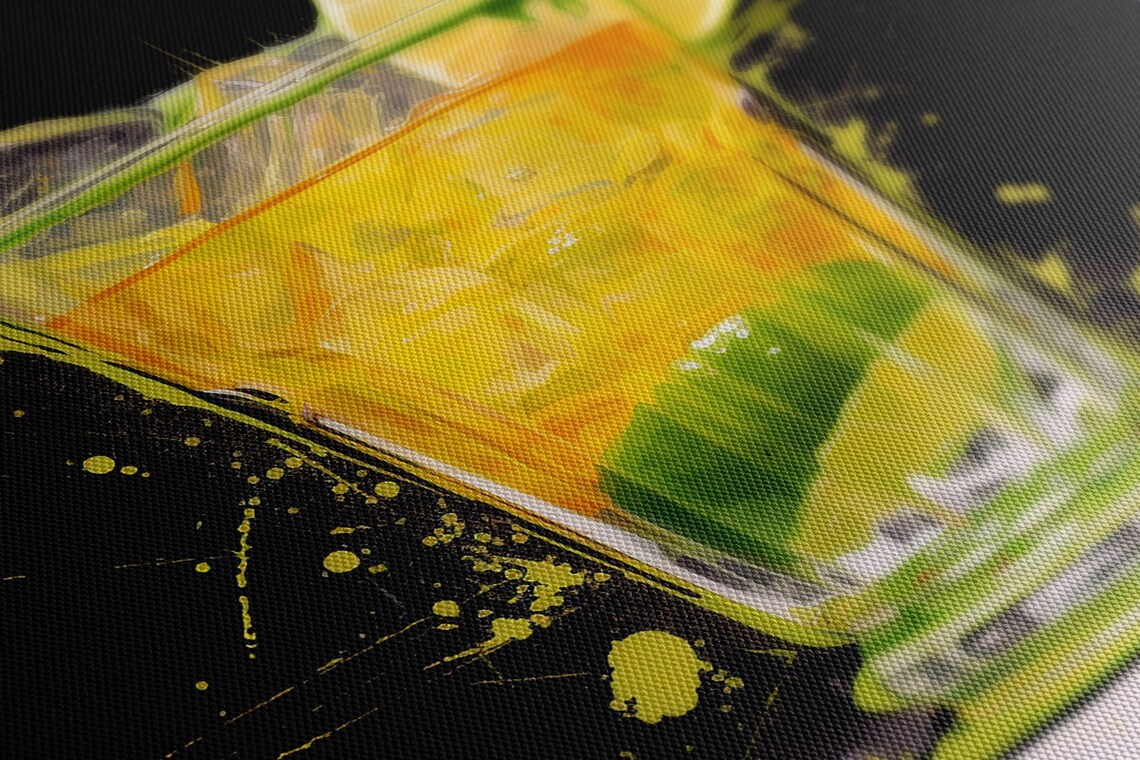 Golden Citrus Cocktail Lime Wheel Black Background Bar Art Poster - Image 4