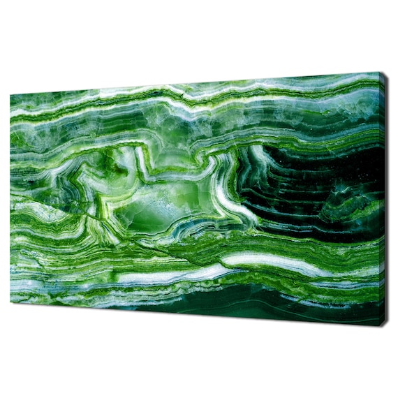 Dark Green Onyx Marble Gemstone Vein Cut Modern Design Home Decor Print Wall Art Picture
