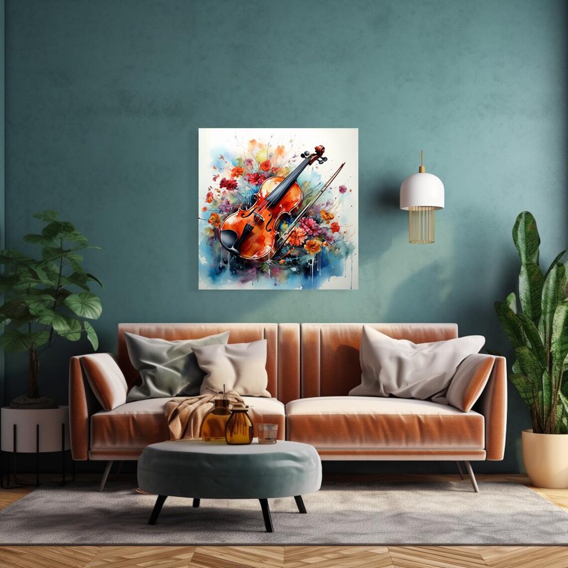 Violin Floral Watercolor Colorful Wildflowers Classical Music Poster - Image 4
