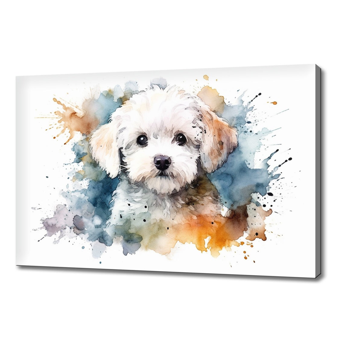 Bichon Frise Puppy Face Watercolour Splash Cute White Dog Poster