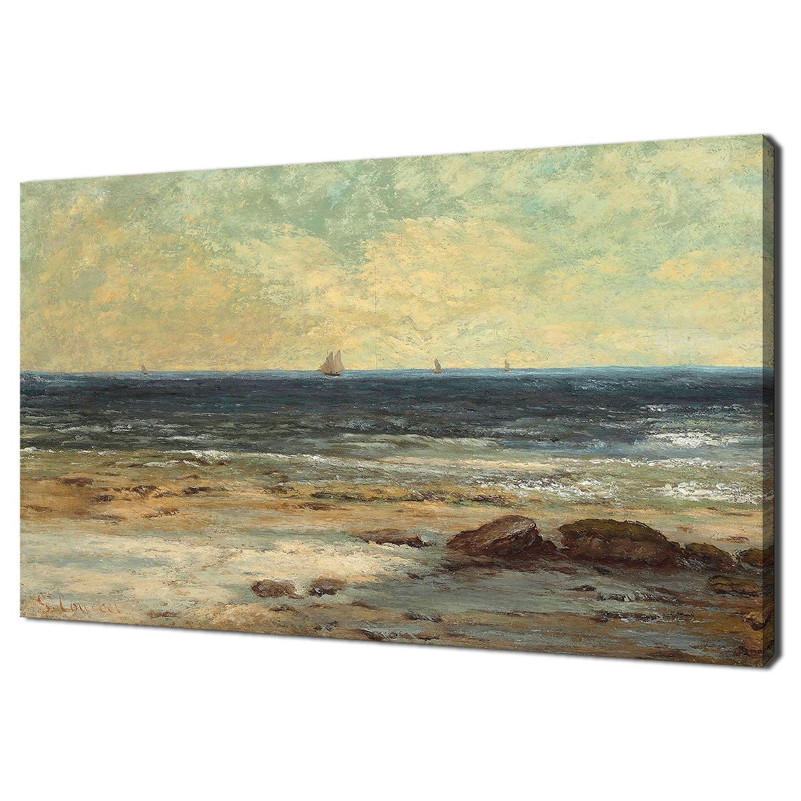 Edges Of The Sea Palavas Gustave Courbet Reproduction Seascape Print Art Vintage Victorian Painting Print Antique Fine Art