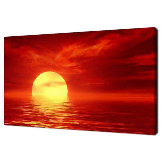 Beautiful Abstract Red Sunset Seascape Modern Design Home Decor Print Wall Art Picture Wall Hanging