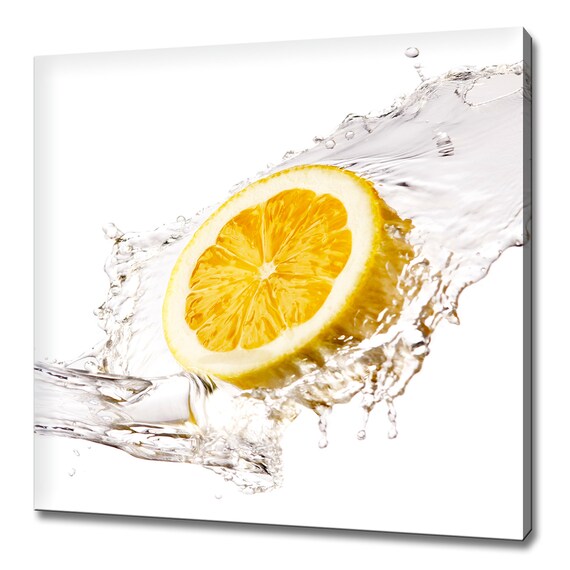 Yellow Lemon Citrus Fruit Clear Water Splash Kitchen Modern Design Home Decor Print Wall Art Picture