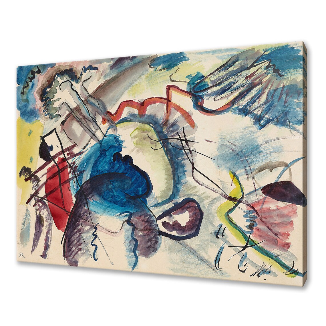 Wassily Kandinsky White Border Study 1913 Blue Red Abstract Watercolor Print
