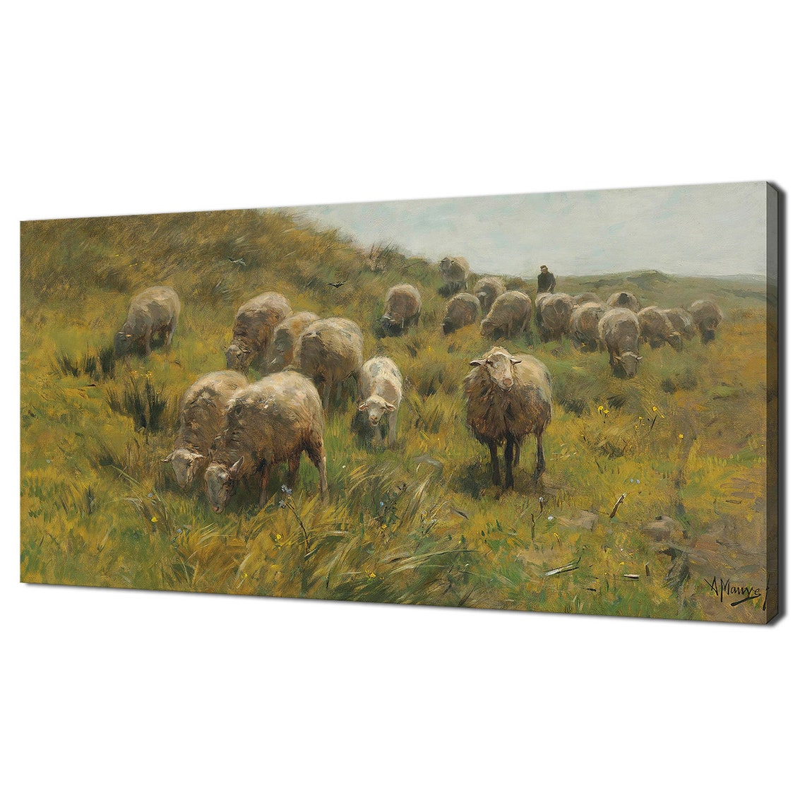 Anton Mauve Sheep Grazing On The Dunes Vintage Pastoral Art Poster